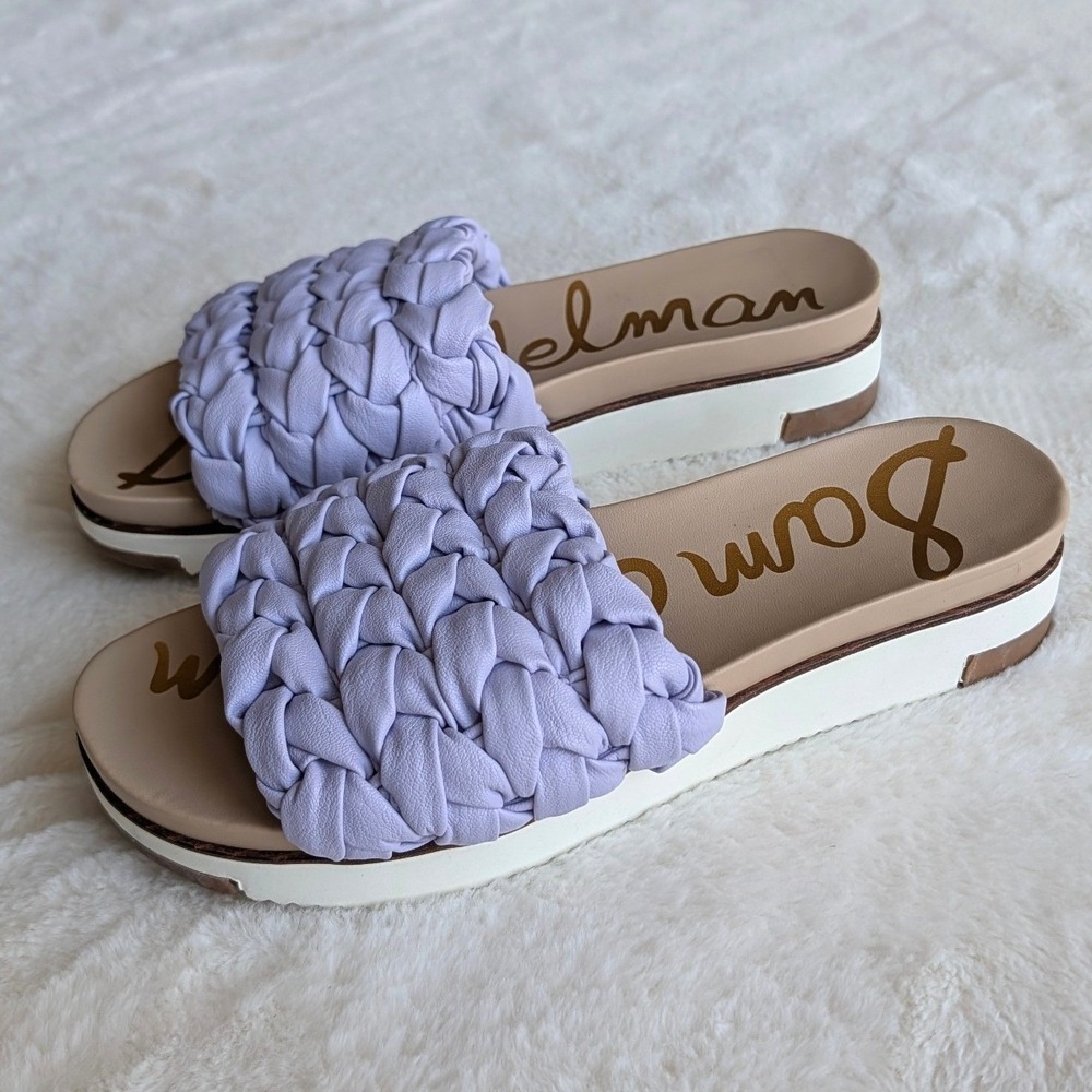 Sam Edelman Emi Lavender Purple Braided Platform Slide Sandals Womens Size 8
